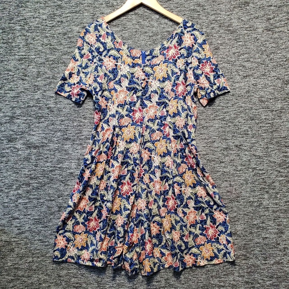 Jeffrey & Dara Romper Womens Small Navy Floral VTG‎ 90s Rayon Chintz Jumpsuit